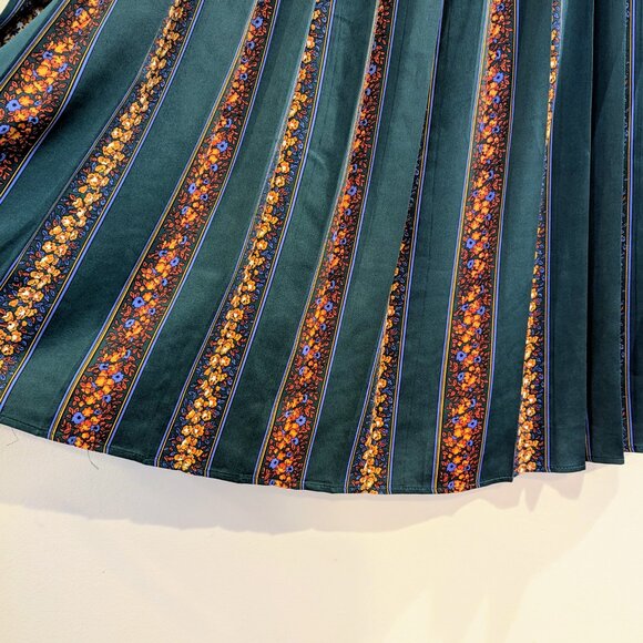 MODCLOTH "Pleat You To It" Fit & Flare Dress 15 RARE Forest Green Orange Floral - Picture 7 of 12